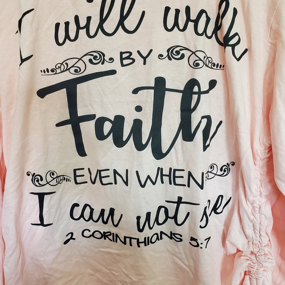 On Fire Blush Cotton Top Hoodie, Long Sleeve. Size 2x - Picture 4 of 5